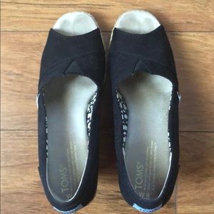 Toms Black Canvas Wedge, Women’s Size 6